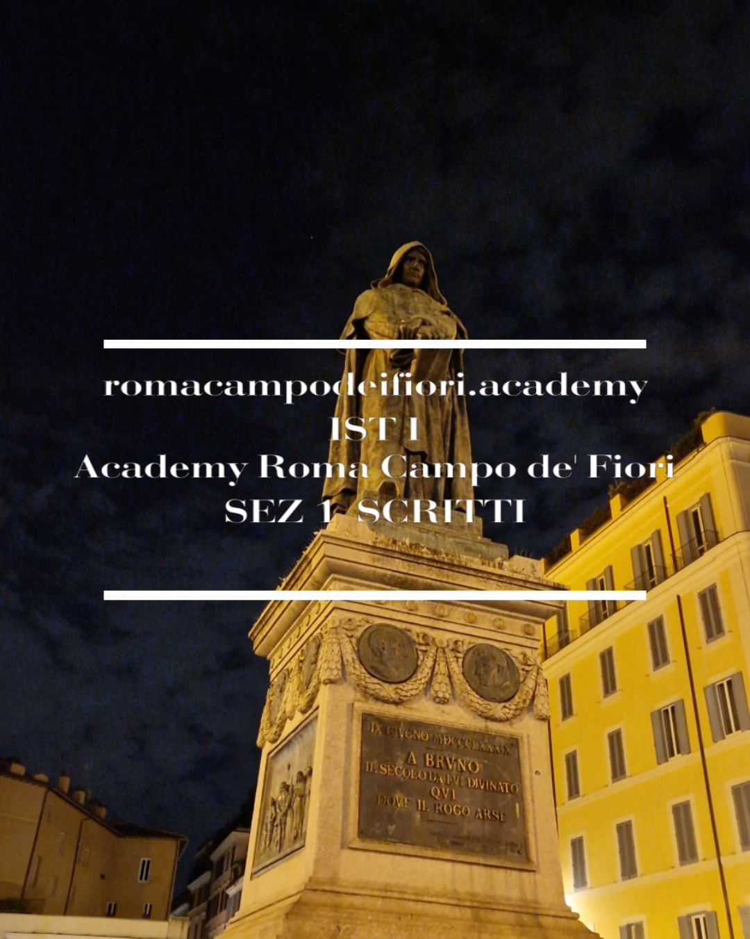 romacampodeifiori.academy  /  ISTITUTO I – Academy  Roma Campo de’ Fiori  /  SEZIONE 1 – SCRITTI  (GIORNALISMO E SAGGISTICA)   [ACCOUNT  FACEBOOK   Academy  Roma Campo de’ Fiori,  PAGINA PUBBLICA PER PROFESSIONISTI]